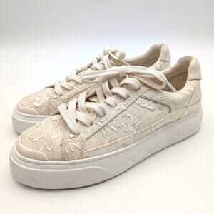 Ted Baker Adison Embroidered Platform Sneakers Women's Natural Size US11 EU42.5